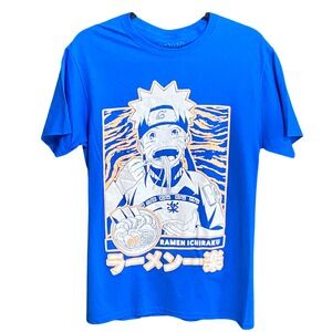 Naruto Shippuden Ramen Ichiraku Graphic T-Shirt Blue Mens Small NWT Anime